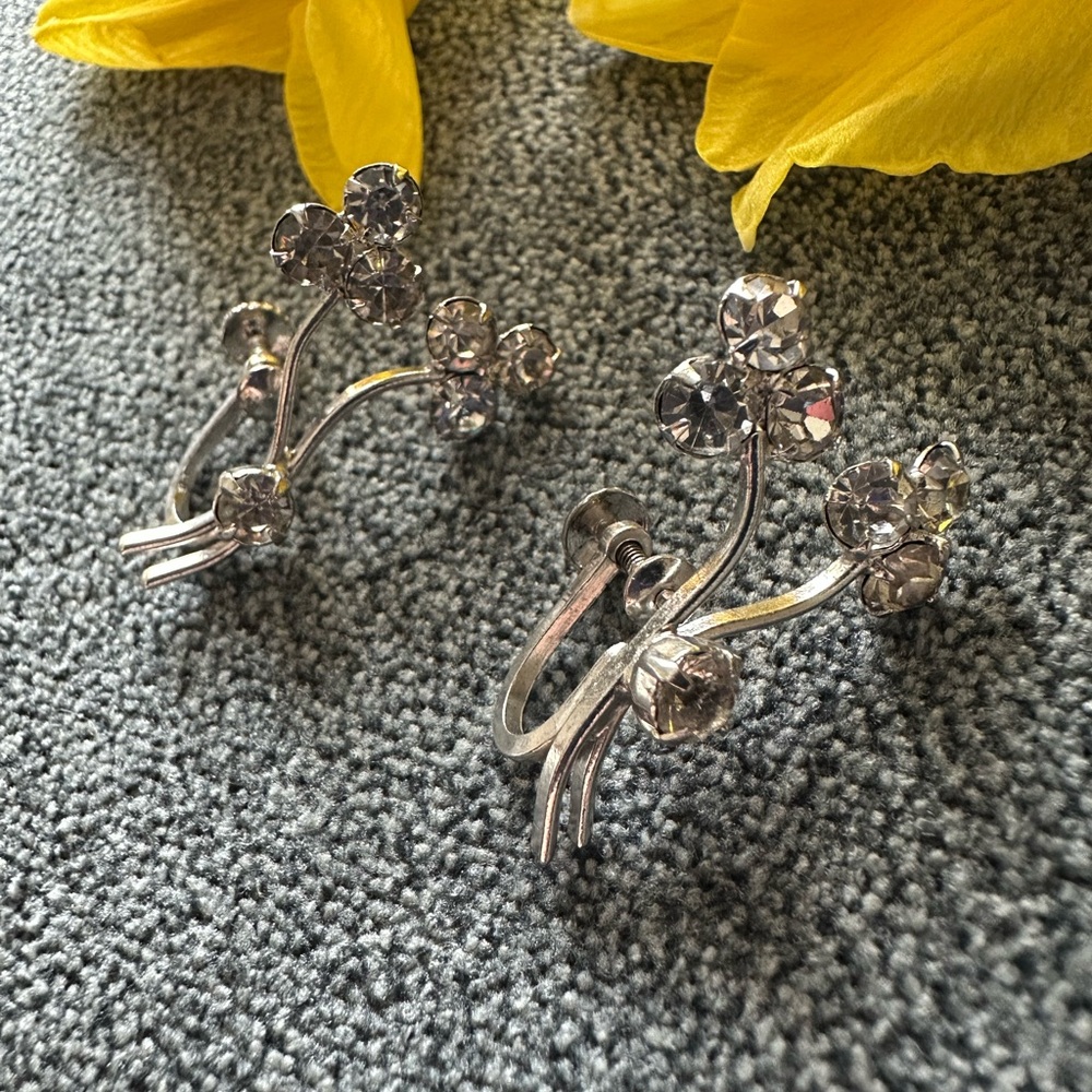 Crystal Floral Clip-On Earrings - made Austria